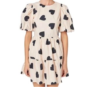 English Factory Heart Shape Cut Out Mini Dress